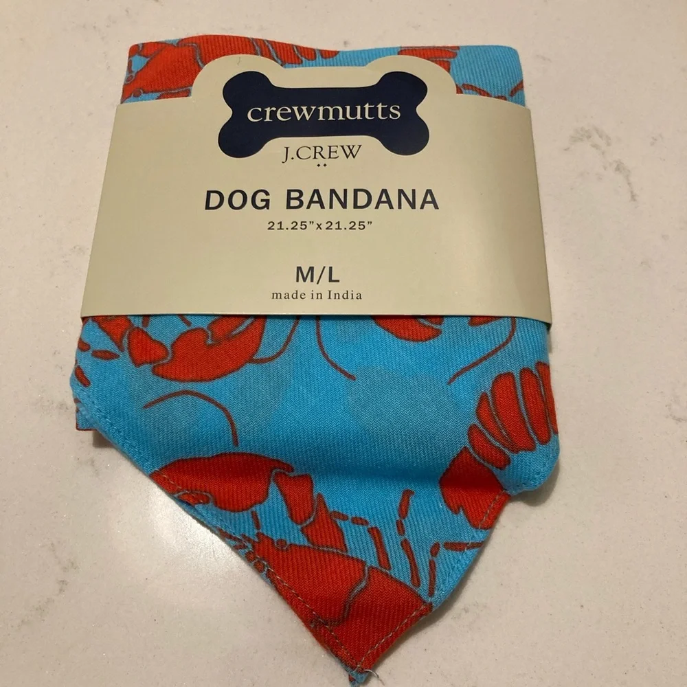 Dog Bandana Organic Bandana JCrew Crewmutts New Blue & Red Lobster Bandana